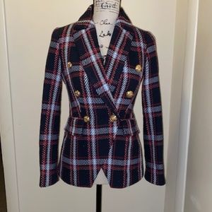 Double-Breasted Plaid Blazer